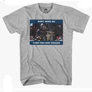 Star Wars Heather Gray Men’s Tshirt, size medium, Baby Yoda, The Mandalorian